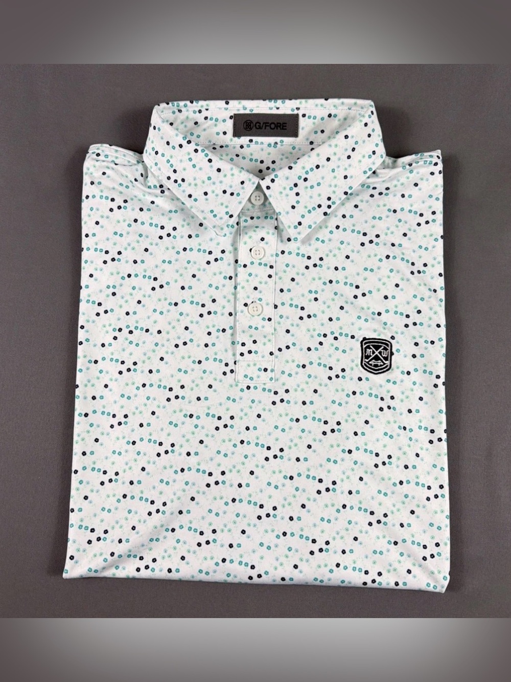 G/FORE G4 Golf Shirt Polo Chest Logo Floral Print Large Siren NWT MSRP $120